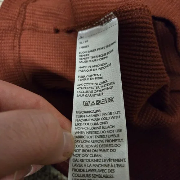 NWT Eddie Bauer XL Waffle Knit Henley Shirt (26" PTP) - Picture 6 of 9